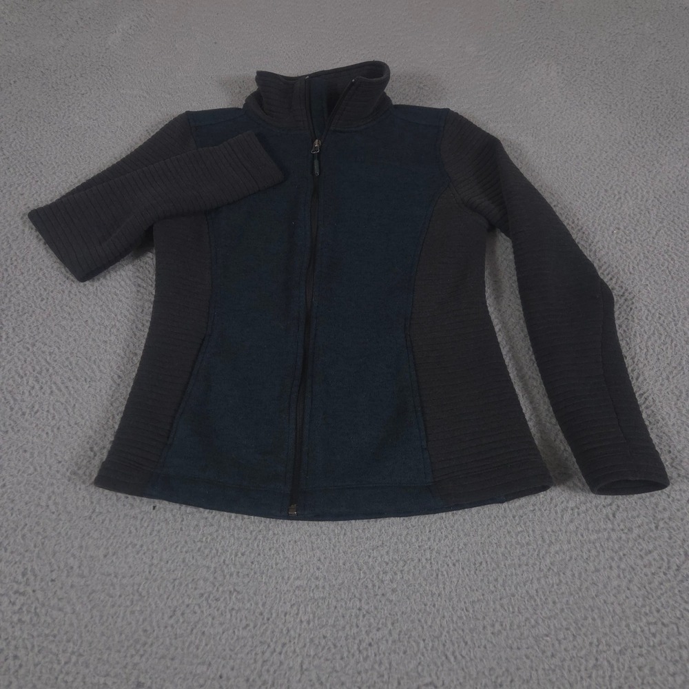 The North Face Jacket Womens‎ Small Green Ribbed Knit Fleece Full Zip Mock Neck